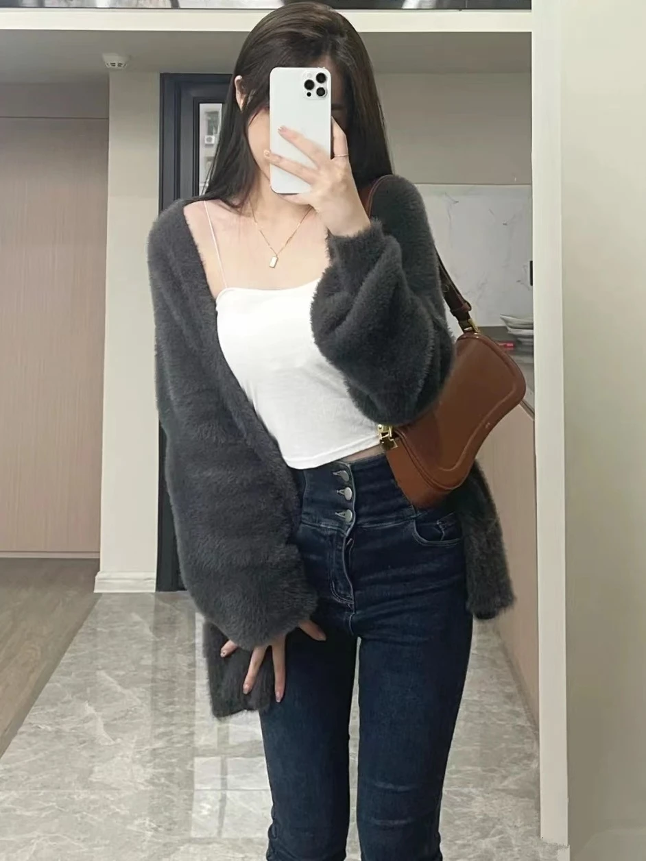 

Sweaters Jumpers Cardigans Womens For Woman Long Wool Rose Applique Regular Valentine Gift Romantic Sweet Cute Love Heart-Plaidd