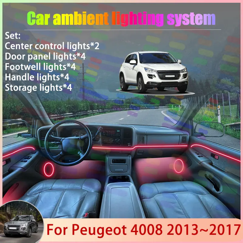 

Для Peugeot 4008 Mitsubishi RVR 2013 ~ 2017 ASX SUV 2/18 в 1 автомобильная атмосферная лампа RGB абажур ансамбль стример атмосферный набор