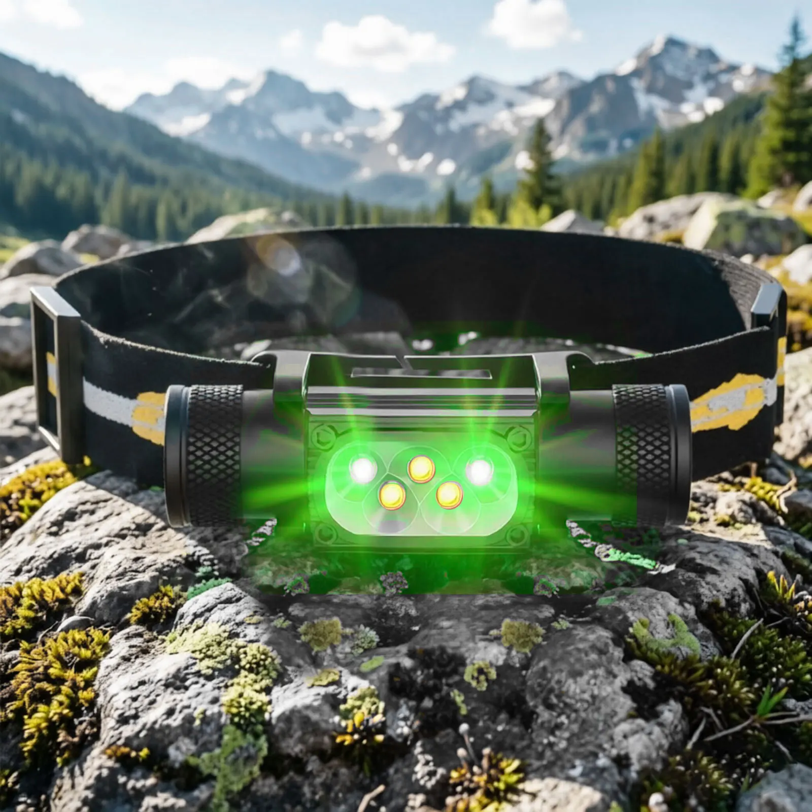 LED Headlamp High Power White Green Memory Headlight 18650 Rechargeable USB Type C Torch Camping Hunting Flashlight Flash Lamp