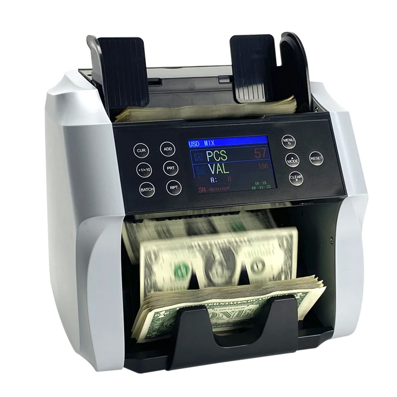 Commercial Use 2CIS Money Counting Machine Mix Value Note Bill Cash Counter Counterfeit Detector for ZAR/OMR/PKR/LBP/NPR