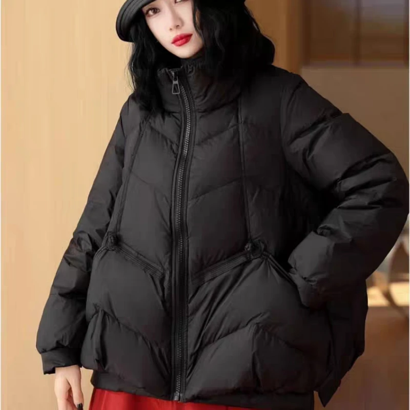 Women's Thick Loose Warm Parker Coat, Korean Version of the Zip, Warm Snowsuit Jacket, Winter, Autumn, New, 2021