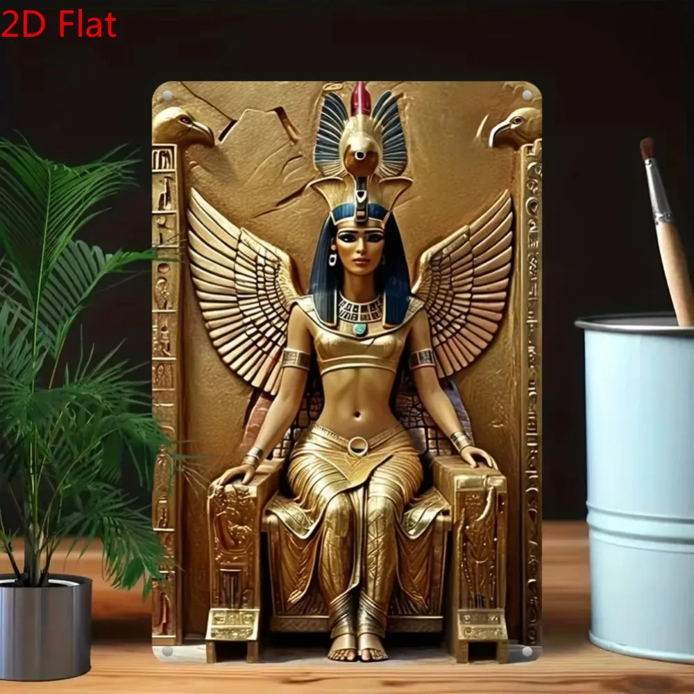 Gorgeous Egyptian Goddess Isis Wings Metal Sign - Weatherproof UV-Printed Wall Art for Any Indoor or Outdoor Area