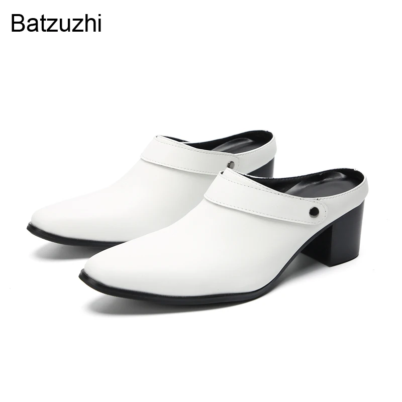 Batzuzhi New Design Men's Shoes White & Black High Heels Leather Dress Shoes Men Party Zapatos Hombre, Big Sies 38-46!