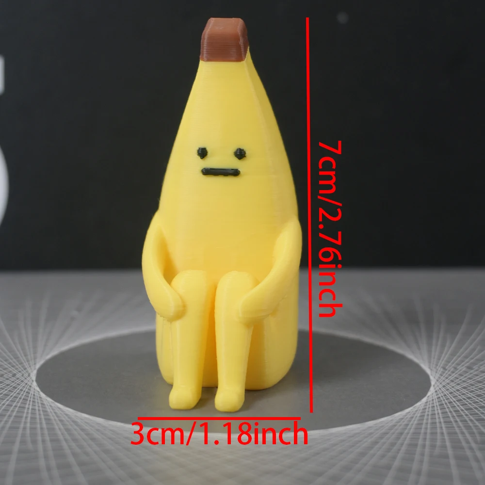 Anxious Banana 3D Printed Figurines – Durable Pla Decor for Home, Office & Car, Giftable