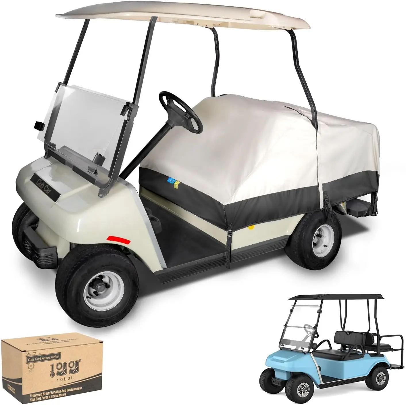 

Водонепроницаемый чехол для сидений гольф-кара 10L0L, универсальный, для 2+2 мест, защита от дождя и пыли, с простой системой установки/снятия