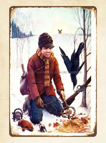 Hunting and Fishing magazine 1920s metal tin sign lodge cafe pub studio plaques sign