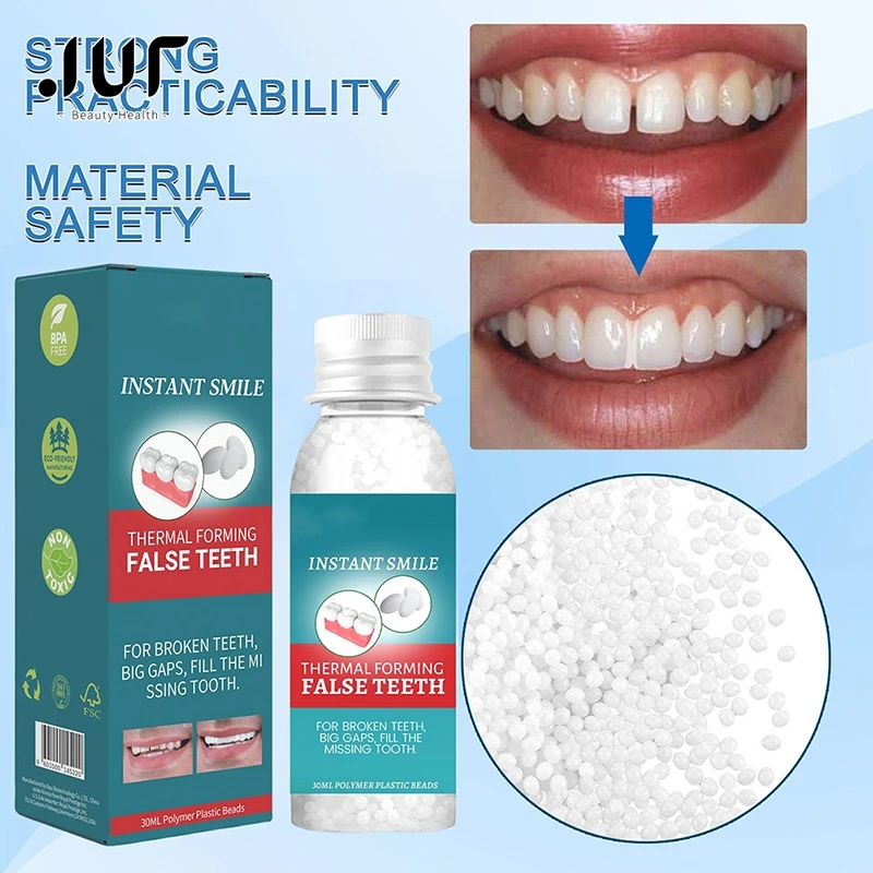 

30ml Resin Temporary Tooth Repair Granules Teeth Gaps Missing Broken Tooth False Teeth Filling Moldable Moldable False Teeth Kit