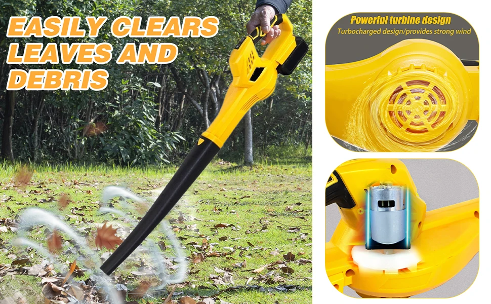 

Беспроводная электрическая воздуходувка для листьев Мощный двигатель Высокоскоростной легкий эргономичный ручной очиститель для небольших листьев Оборудование для чистки двора