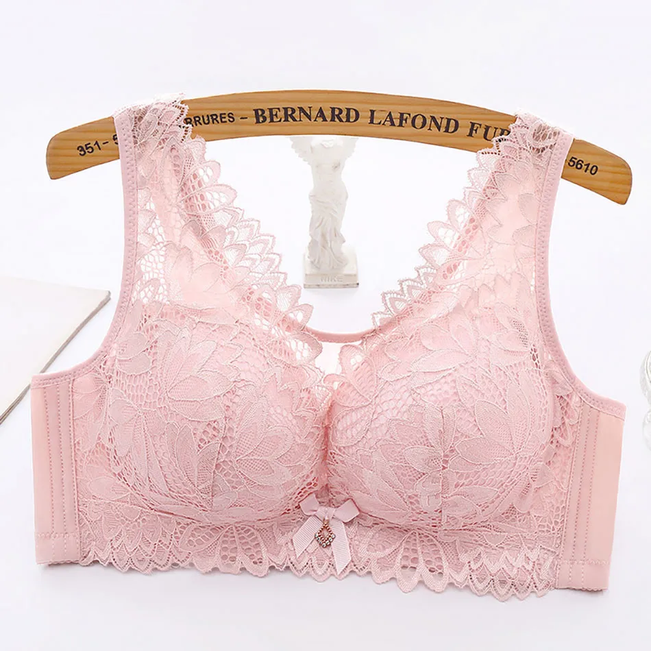 Women Elegant Plus Size Lace Bra No Underwire Comfortable Stylish 3/4 Cup Seamless Bralette Summer Thin Pregnant Maternity Bra