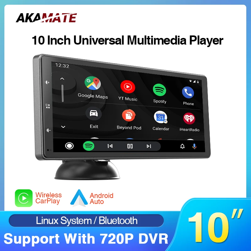 

Автомобильный мультимедийный плеер CarPlay, 10 дюймов, Android, поддержка DVR, Bluetooth, AUX, Linux, система 360 градусов, автомобильный радиоприемник, IPS дисплей