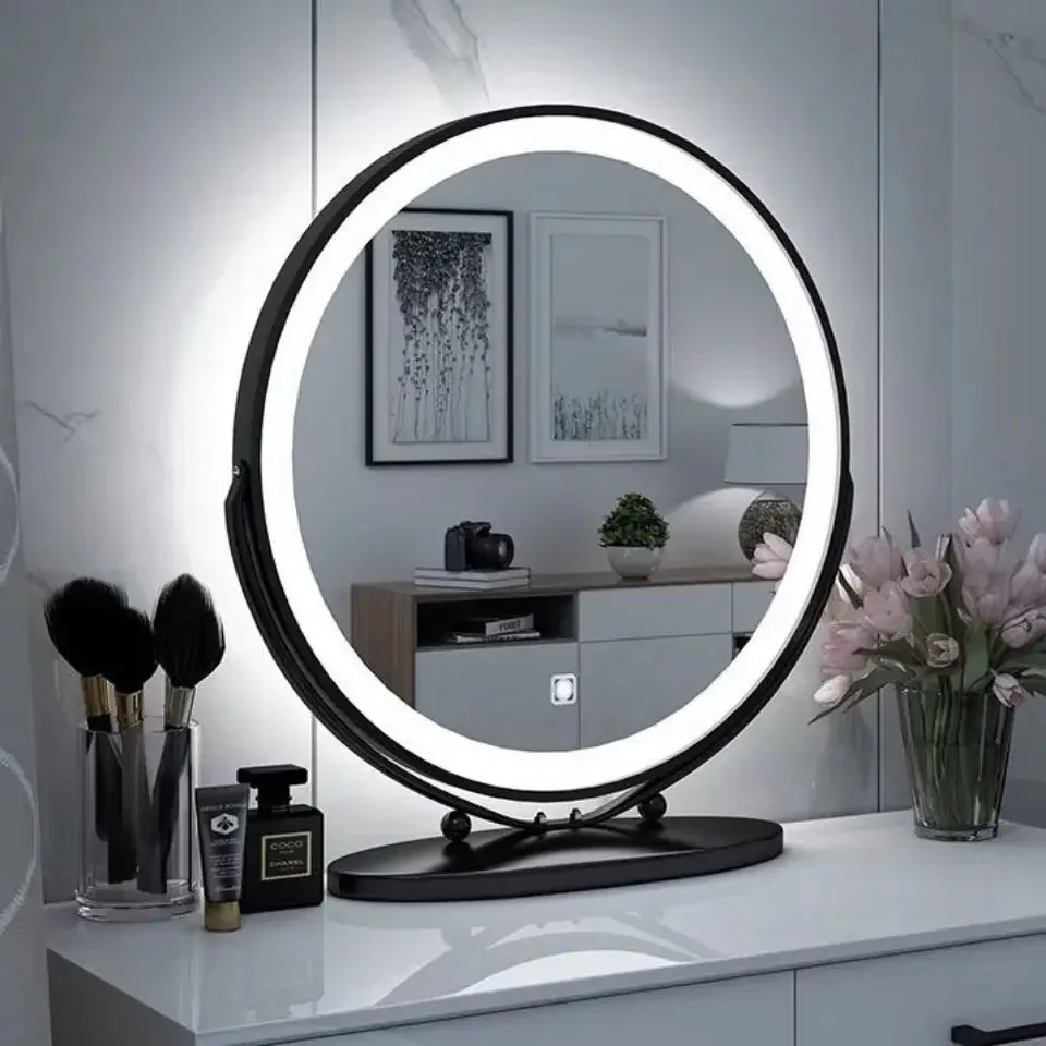 

Nordic Decorative Mirrors Living Room Vanity Flexible Gold Round Desk Decorative Mirrors Makeup Espejos Con Luces Home Decor