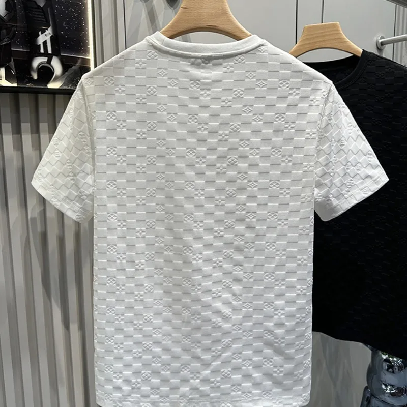Internet celebrity hot half sleeved men's T-shirt European goods niche high-end trendy brand light luxury men's T-shirt short sl