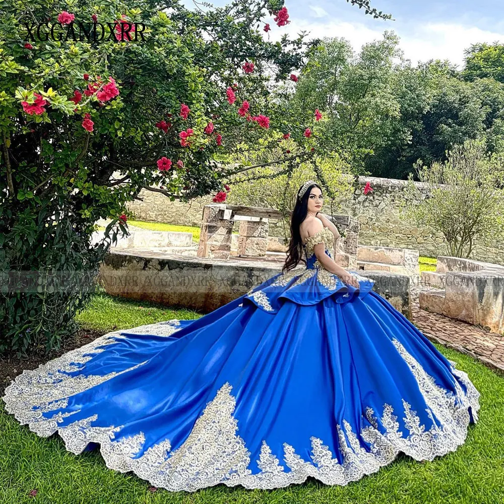 Luxury Ball Gown Royal Blue Quinceanera Dress 2024 Princess Sweet 16 Dress Mexican Vestidos De 15 Años Quinceañeras Long Train