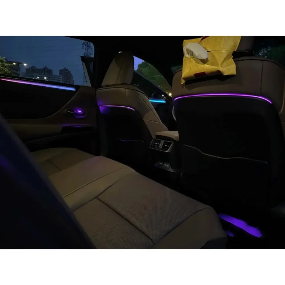 السيارات LED 64 لون سيارة الضوء المحيط مناسبة لكزس ES الضوء الديناميكي دليل بار ضوء لوحة الباب مع مفتاح APP التحكم #5