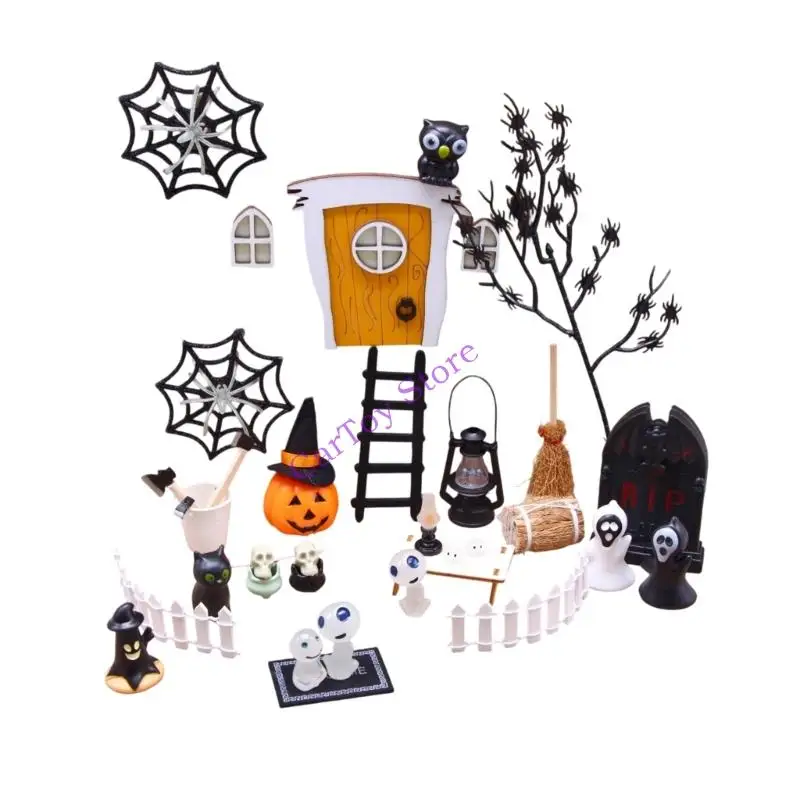 

Holiday Dollhouses Accessories Miniature Halloween Door Set Safe For Kids Educational Crafting