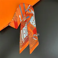 2024 Korean Fashion New Women's Twill Decorative Ribbon Small Scarf Binding Bag Handle Ribbon Hair Band Small Scarf Headband 4