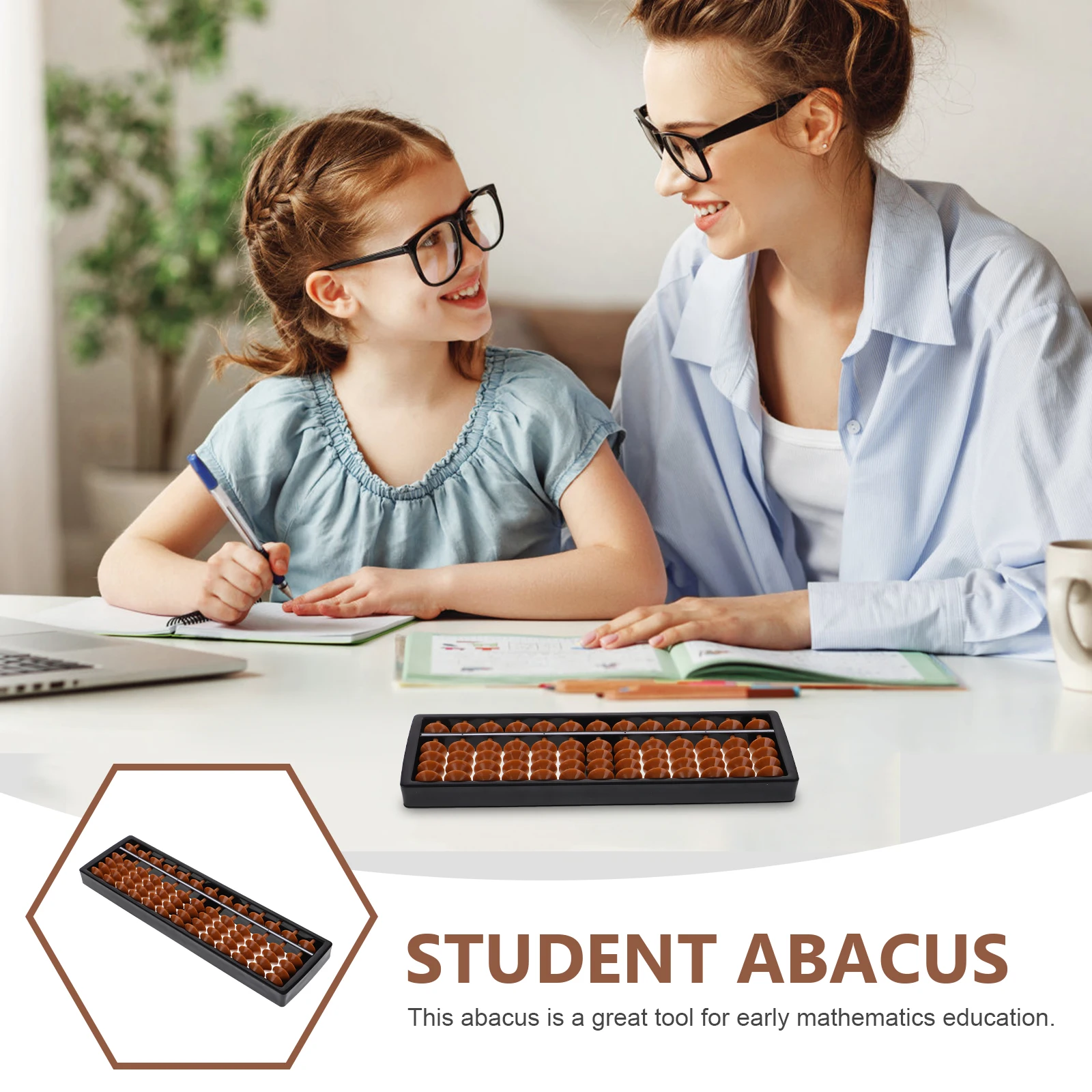 

15-Column Durable Chinese Abacus Learning Tool for Math Training Students Home Office School Abacus for Math Learning Tool