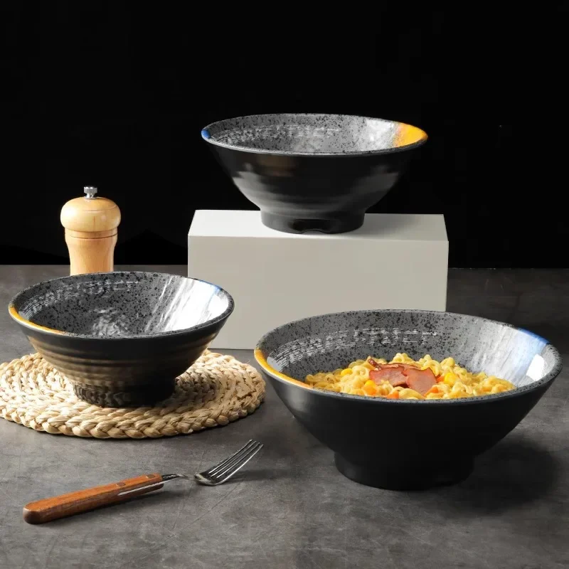 Melamine noodle bowl commercial Japanese imitation porcelain creative features noodle house beef Lamian Noodles noodle soup.