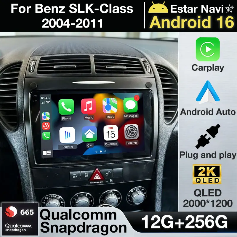 Android 16 Car Radio For Mercedes Benz SLK class R171 SLK200 SLK280 SLK300 2000-2011 GPS Navigation Multimedia Player Stereo DSP
