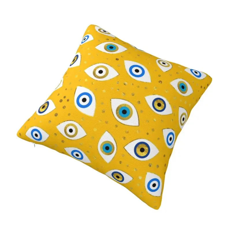 Custom Nazar Evil Eye Amulet Pattern Pillow Case 40x40cm Fashion Eyelashes Chair Cushion Cover Square Pillowcase