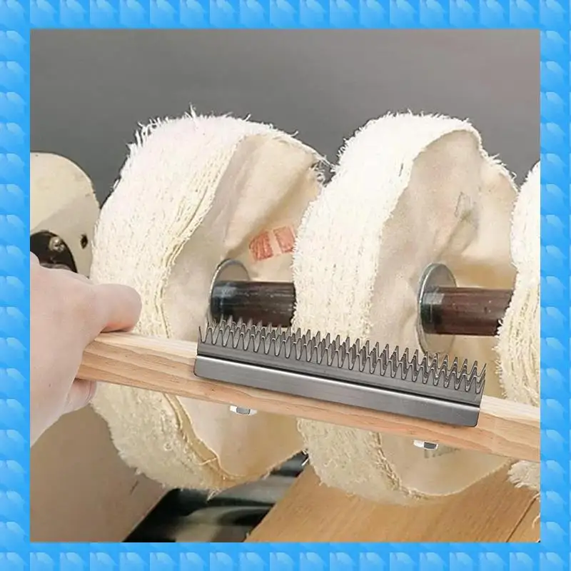 ETRT 2Pcs Buffing Wheel Rake,Wooden Handle 4 Rows Of Metal Teeth Buffing Wheel Cleaning Tool For Removing Residual Compounds