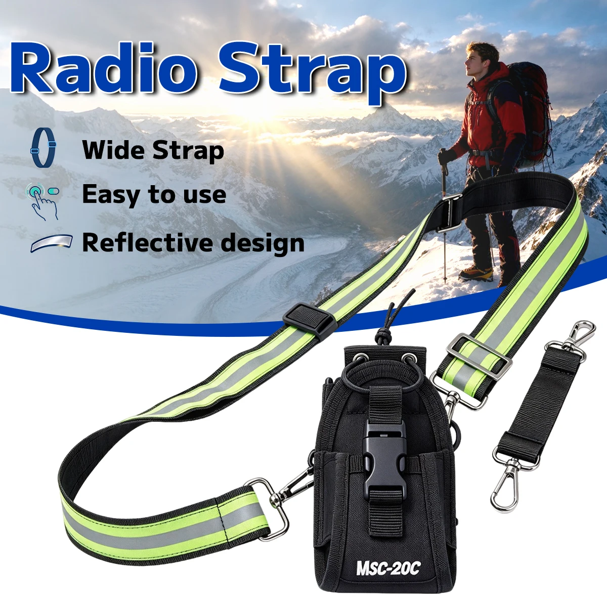 ABBREE  Tactical Two Way Radio Shoulder Strap Widen Walkie Talkie Shoulder Harness for Firefighter Patrol Rescue Radio Backpack