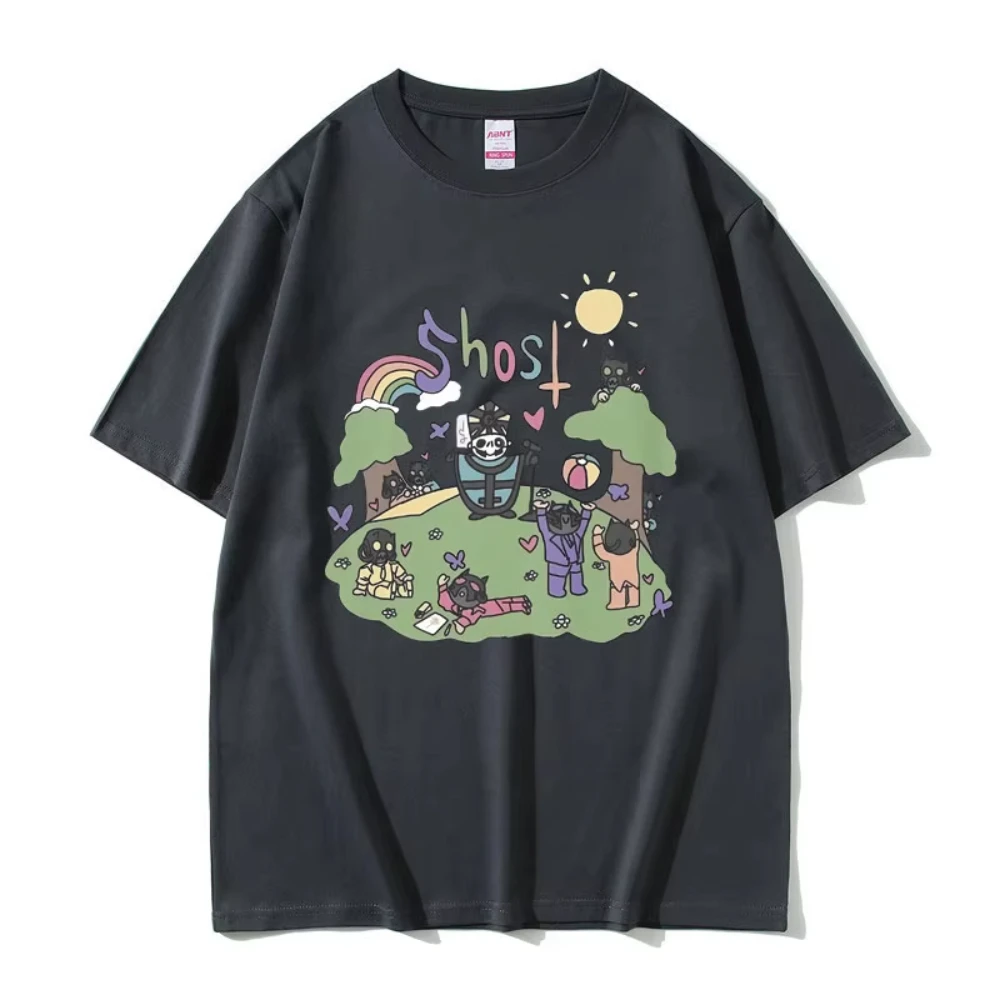 Cartoon-Style Rock Ghost Band Grafik T-Shirt Sommer Mael Mode Übergroße T-Shirts Herren Damen Gothic Vintage Metal Rock Tees