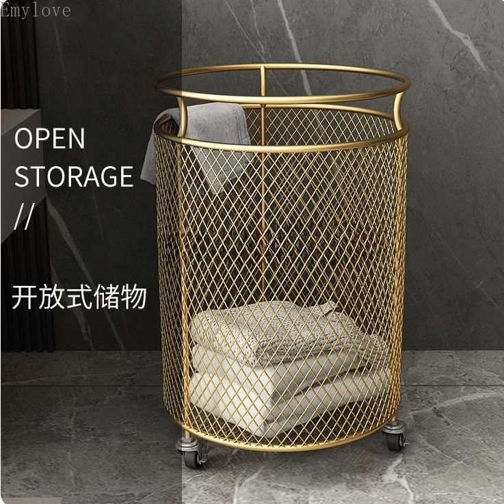 Home Laundry Basket Metal Wheel Basket Dirty Clothes Storage Laundry Organizer Organizer for Clothes Toys