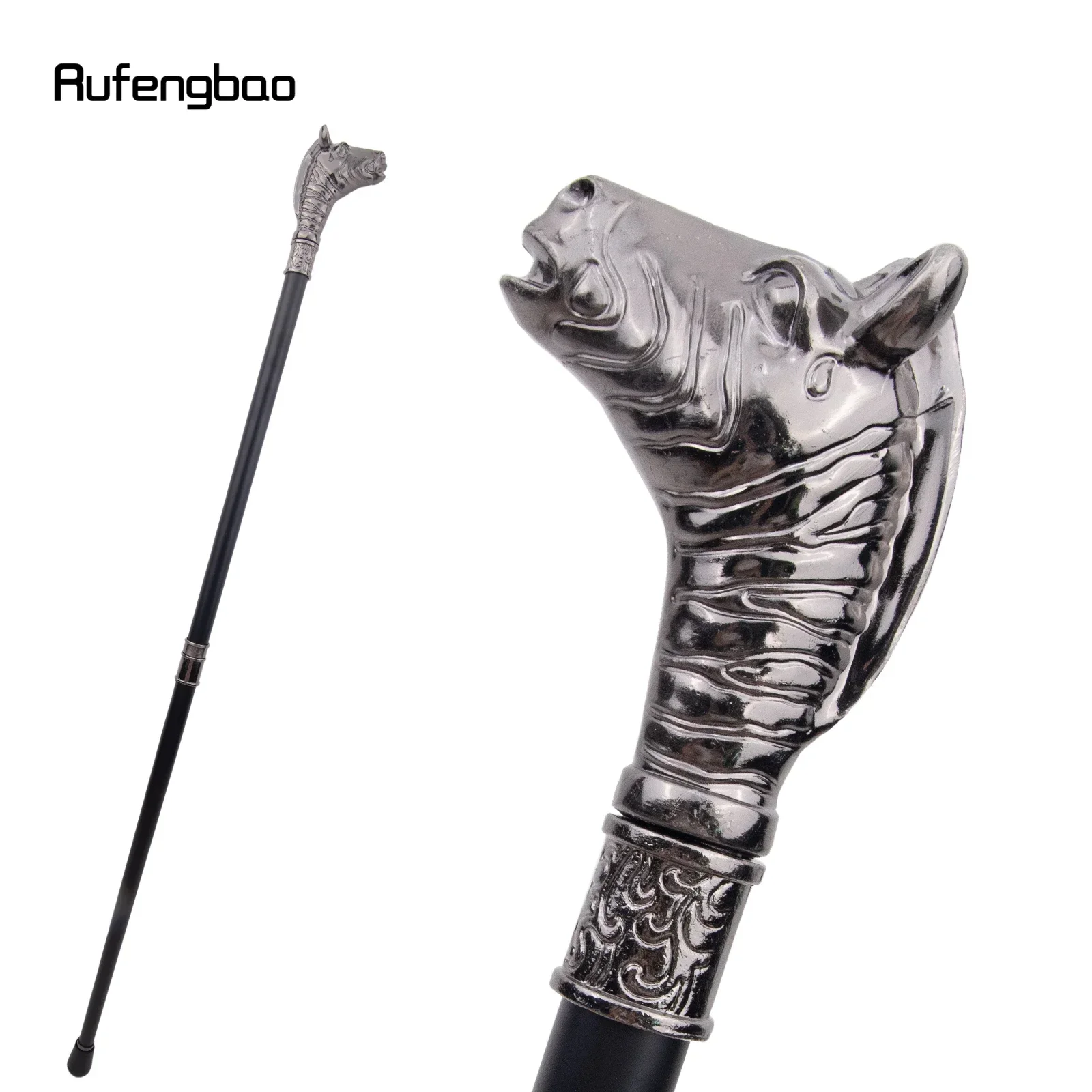 Silver Zebra Horse Head Animal Fashion Walking Stick Decorative Cospaly Vintage Decorative Stick For Cosplay, Steampunk & Everyd