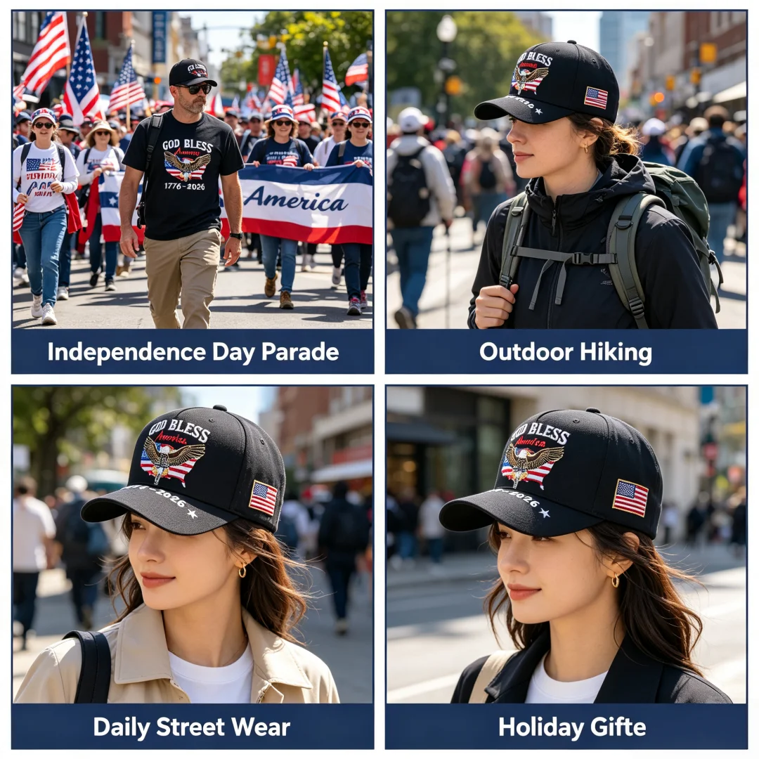 God Bless America Bald Eagle Cross US Map Flag Embroidery Baseball Cap 1776-2026 USA 250th Anniversary Patriotic Adjustable Sun