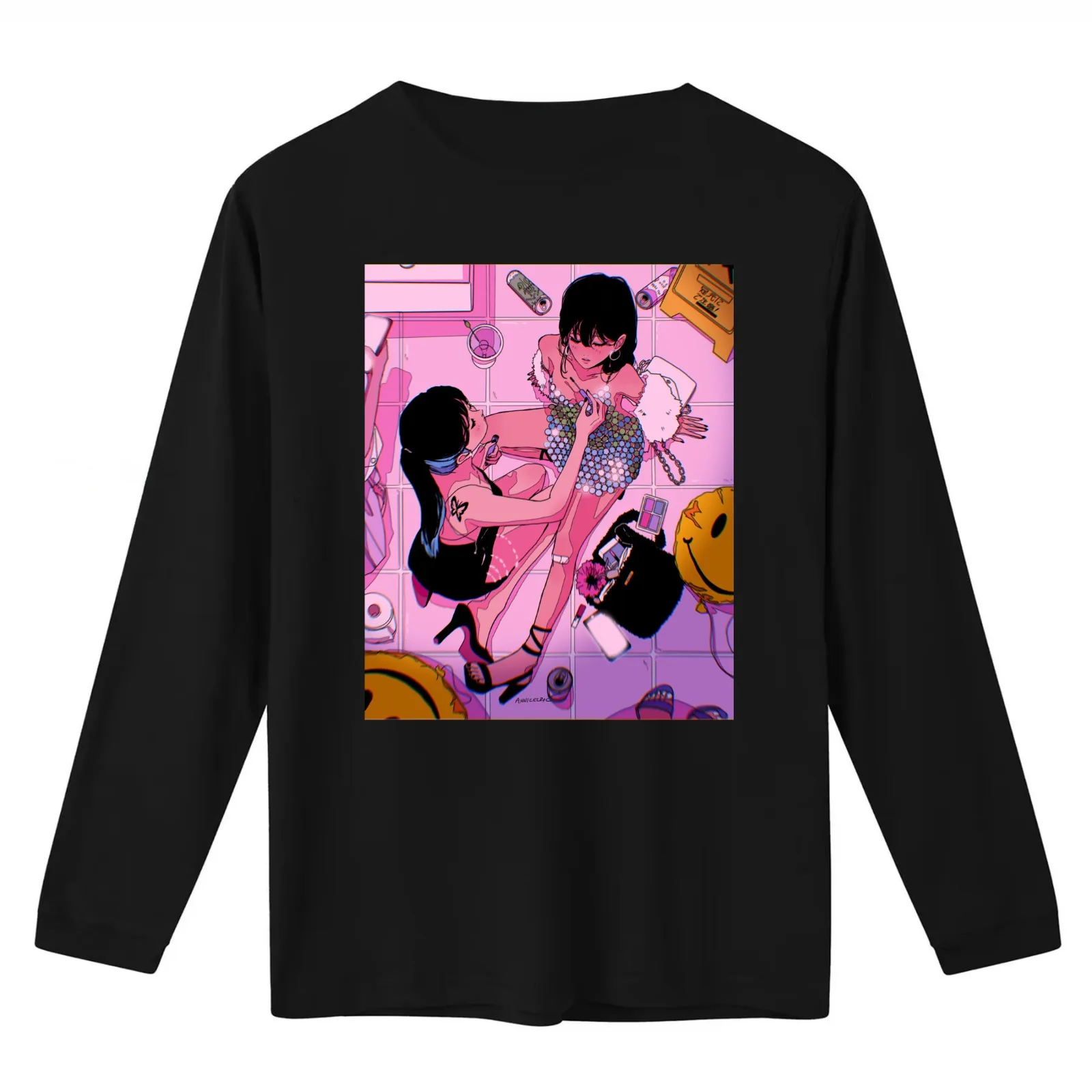 Make-up Touch-up T-Shirt Summer Casual Cotton Tee Oversized Streetwear Tops Vintage Graphic Print Loose Fit Short Sleeve