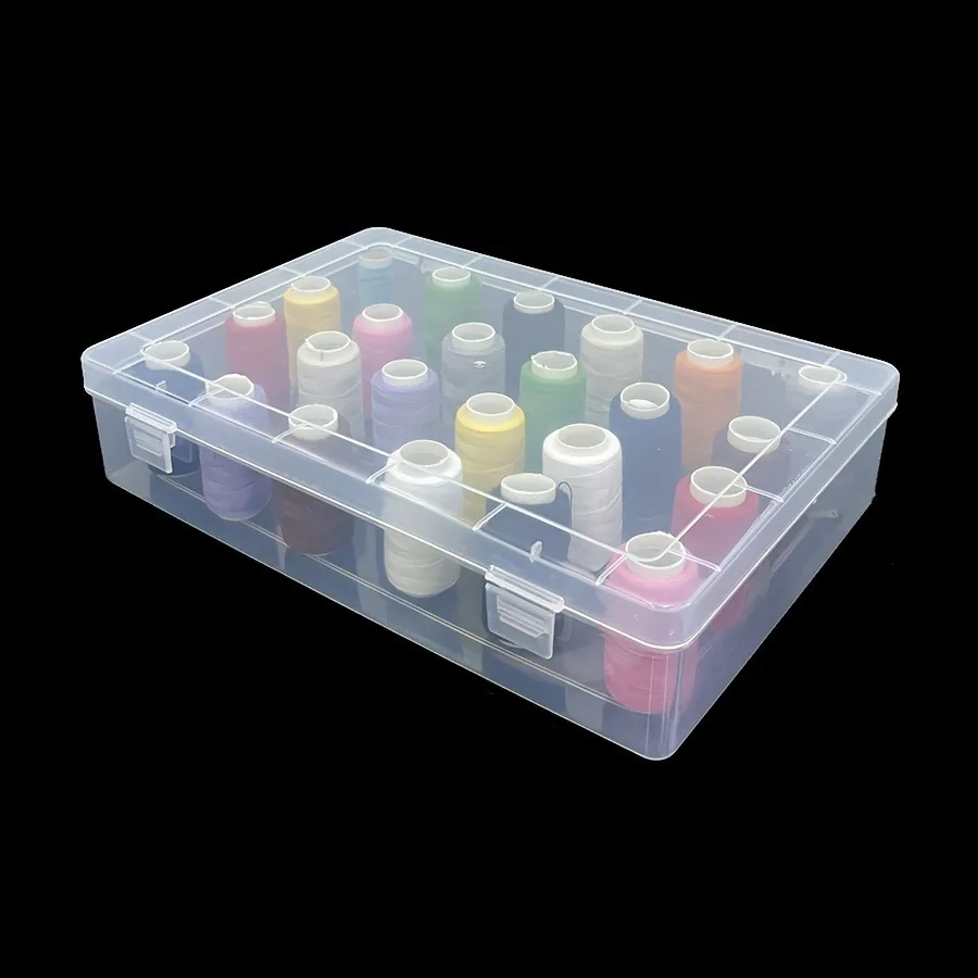 1pc 24/42-Axis Sewing Thread Box,  Clear Plastic Thread Bobbin , DIY Sewing Accessories Storage Box (Sewing Thread Not Included)