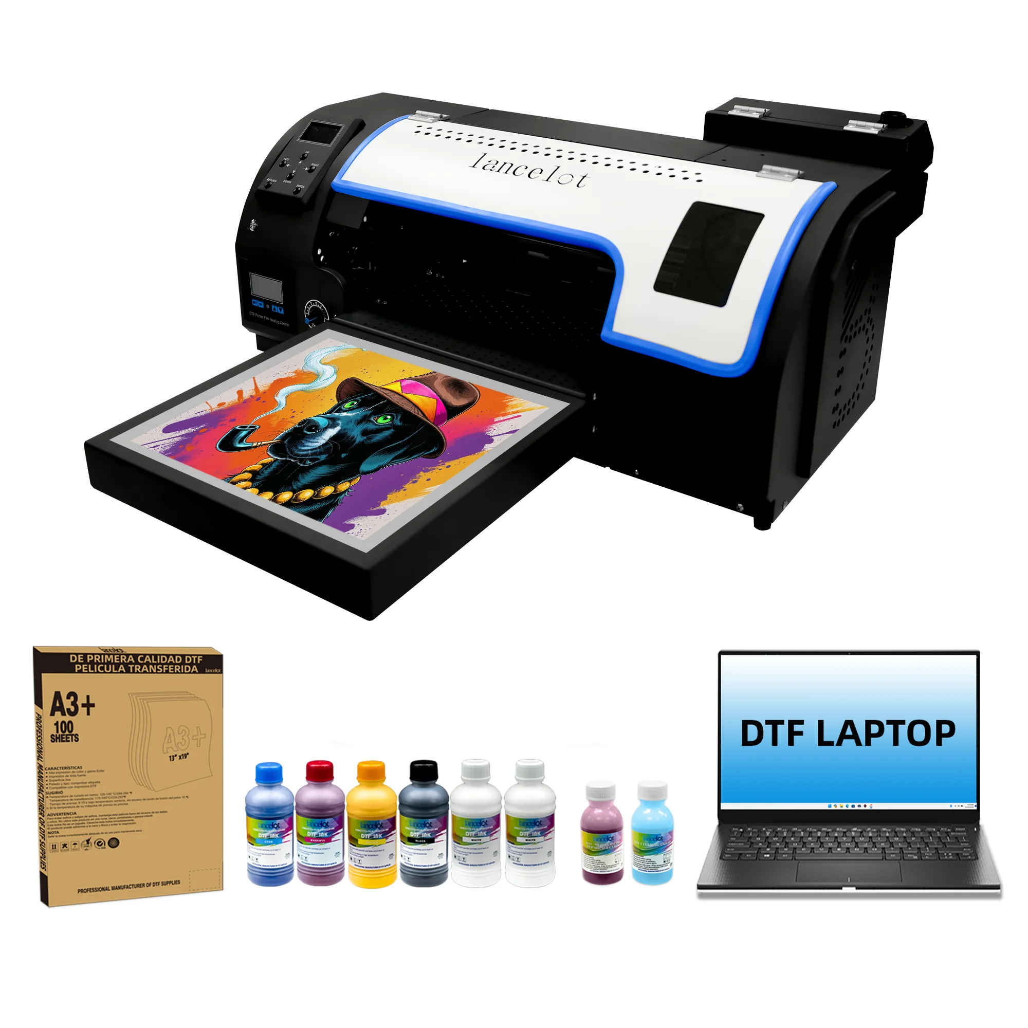 

Lancelot M1630 Pro DTF Printer with laptop Bundle Auto Film Cutter & Anti-Clog System, Plug-and-Play A3 dtf printe