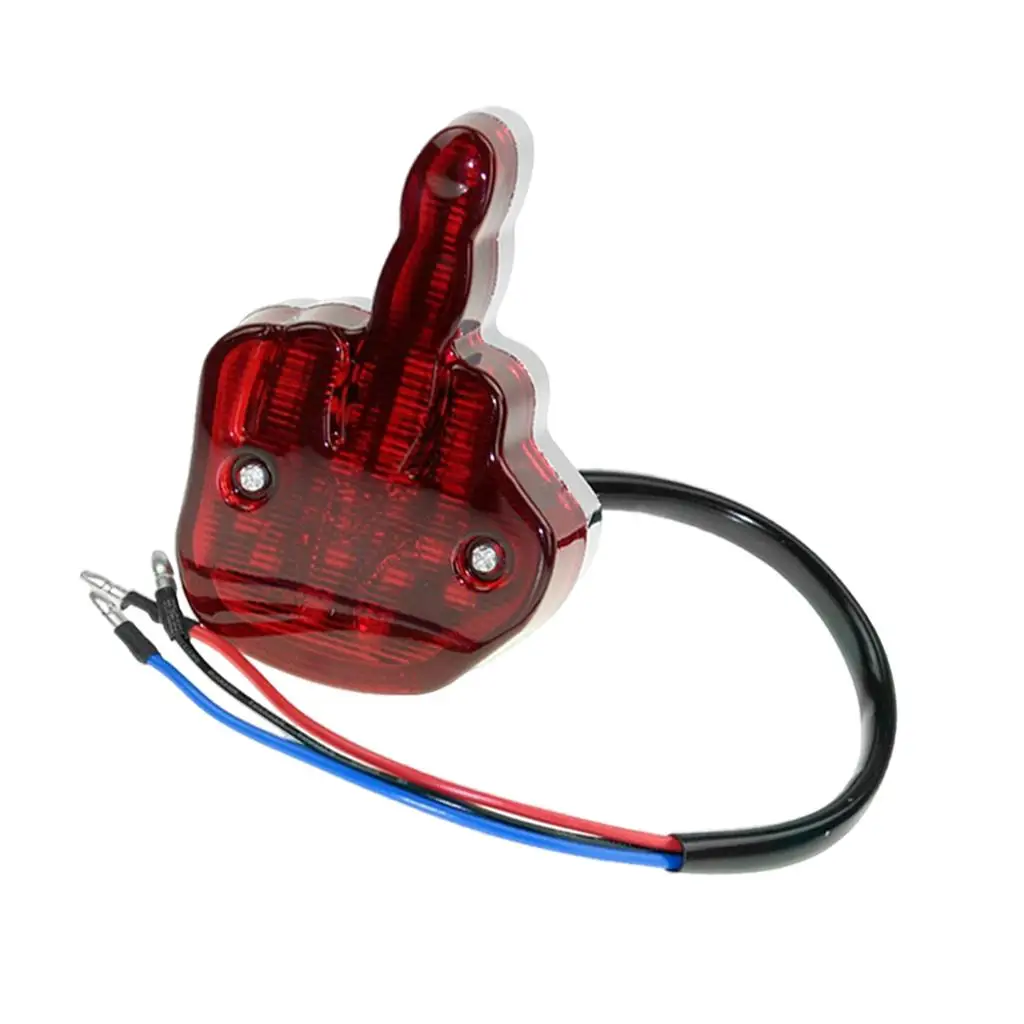 Integrated LED Rear Brake Tail Light Middle Finger Lamp Universal Motorcycle Accessory for Safety Night Riding