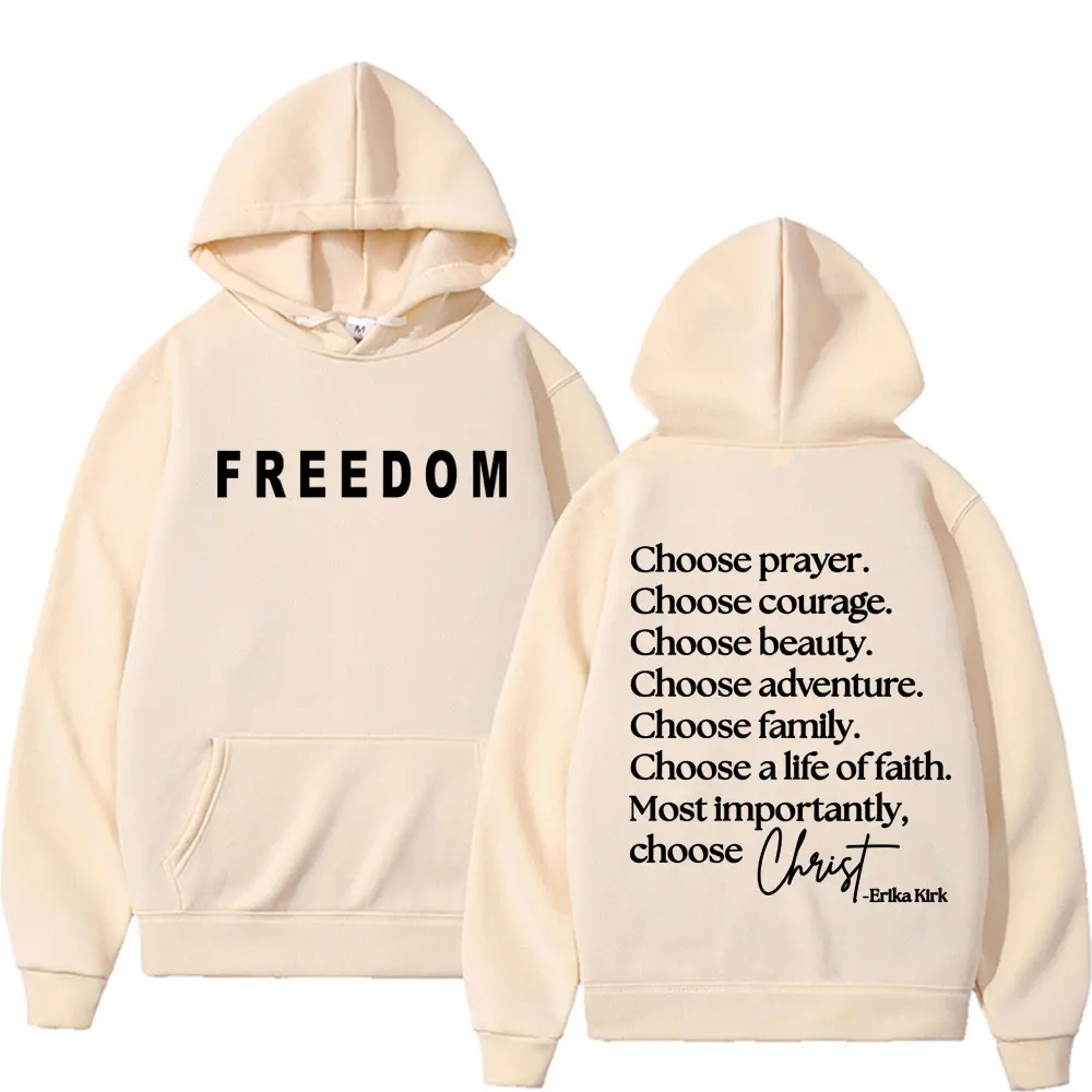 اختيار الصلاة اختيار الشجاعة إريكا كيرك إقتباس بلوزات الحرية تشارلي كيرك هوديس الرجال النساء شارع العليا الراحة هوديي القمم