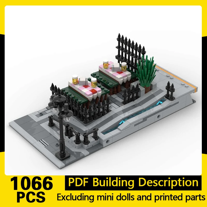 Street View Model MOC Building Bricks Beer Garden And Wheel Chair Ramp Modular Technology Gifts Holiday Assemble Children Toys