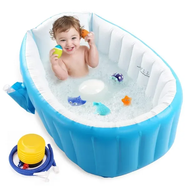 

Baby Inflatable Bathtub; Portable Toddler Bathtub Baby Bath Tub Foldable Travel Tub with Air Pump
