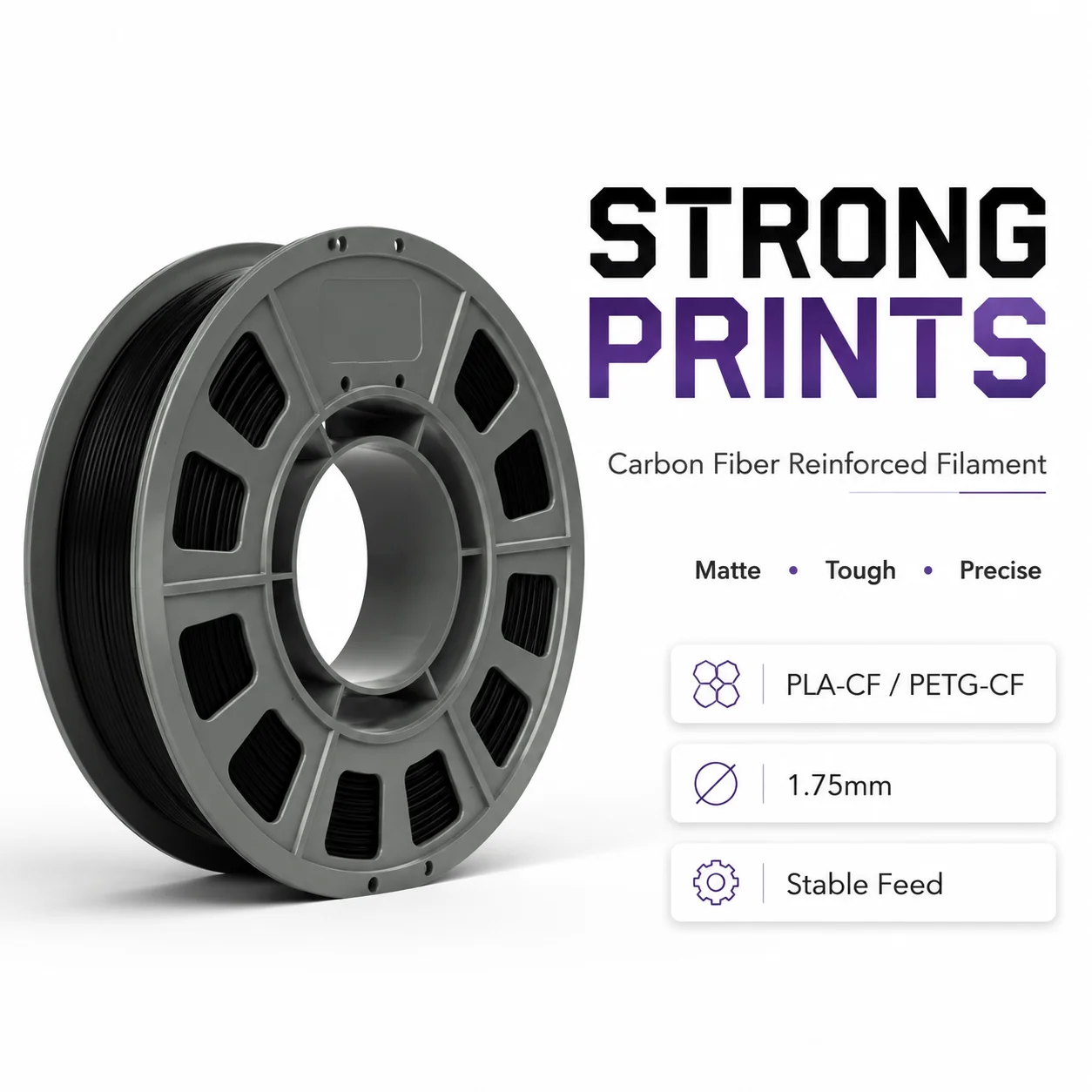 PLA-CF10/PETG-CF10 3D Printing Filament 1.75mm 300g Carbon Fiber PETG High Toughness Heat Resistant Precision Dimensional Stability FDM 3D Printer Material