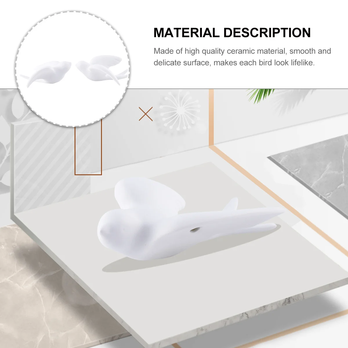 

2Pcs Ceramic Bird Wall Panel Wall Mounted Decor for Bedroom Living Room Dining Room Home Crafts Ceramic Bird