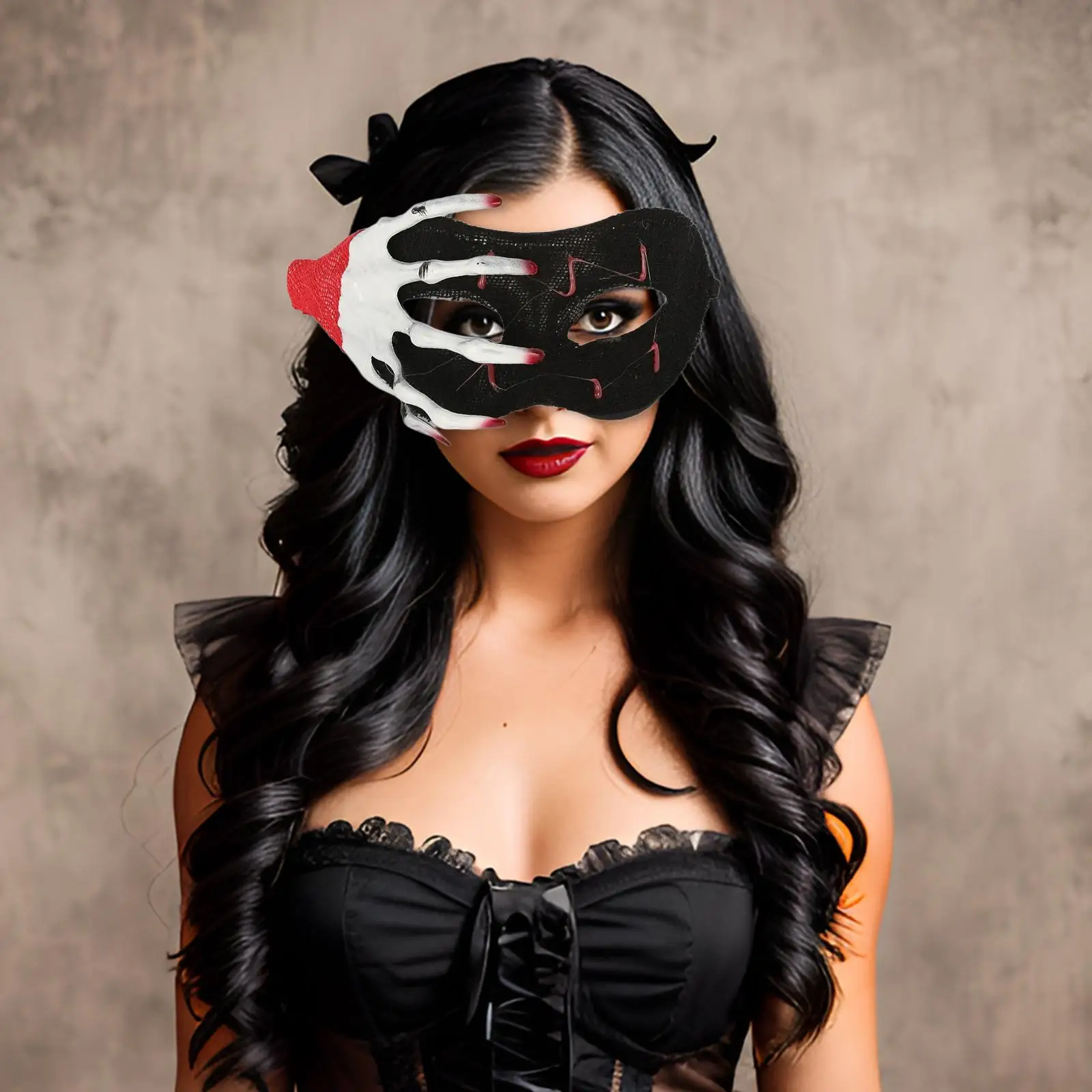 Skelett-Handmaskerade, halbes Gesicht, Neuheit, ausgefallene Accessoires, Halloween-Kostüm für Urlaub, Geburtstag, Frauen und Erwachsene