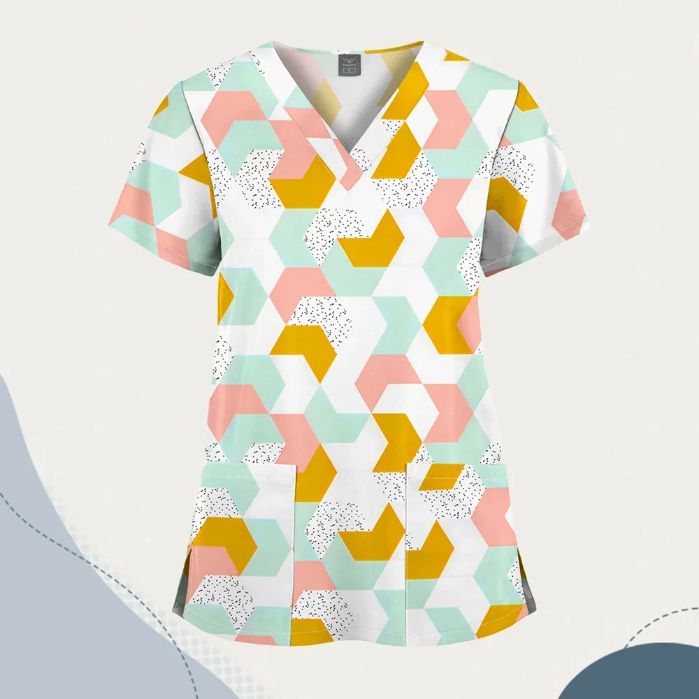 Оптовая цена, разноцветные женские скрабы с принтом животных, скрабы, ветеринарная униформа, топ, медицинские скрабы, рабочая униформа для медсестры и лаборатории