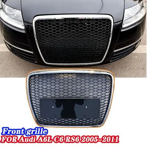 Suitable for Audi A6 C6 modified old C6 upgraded RS6 front grille mesh 2004-2011