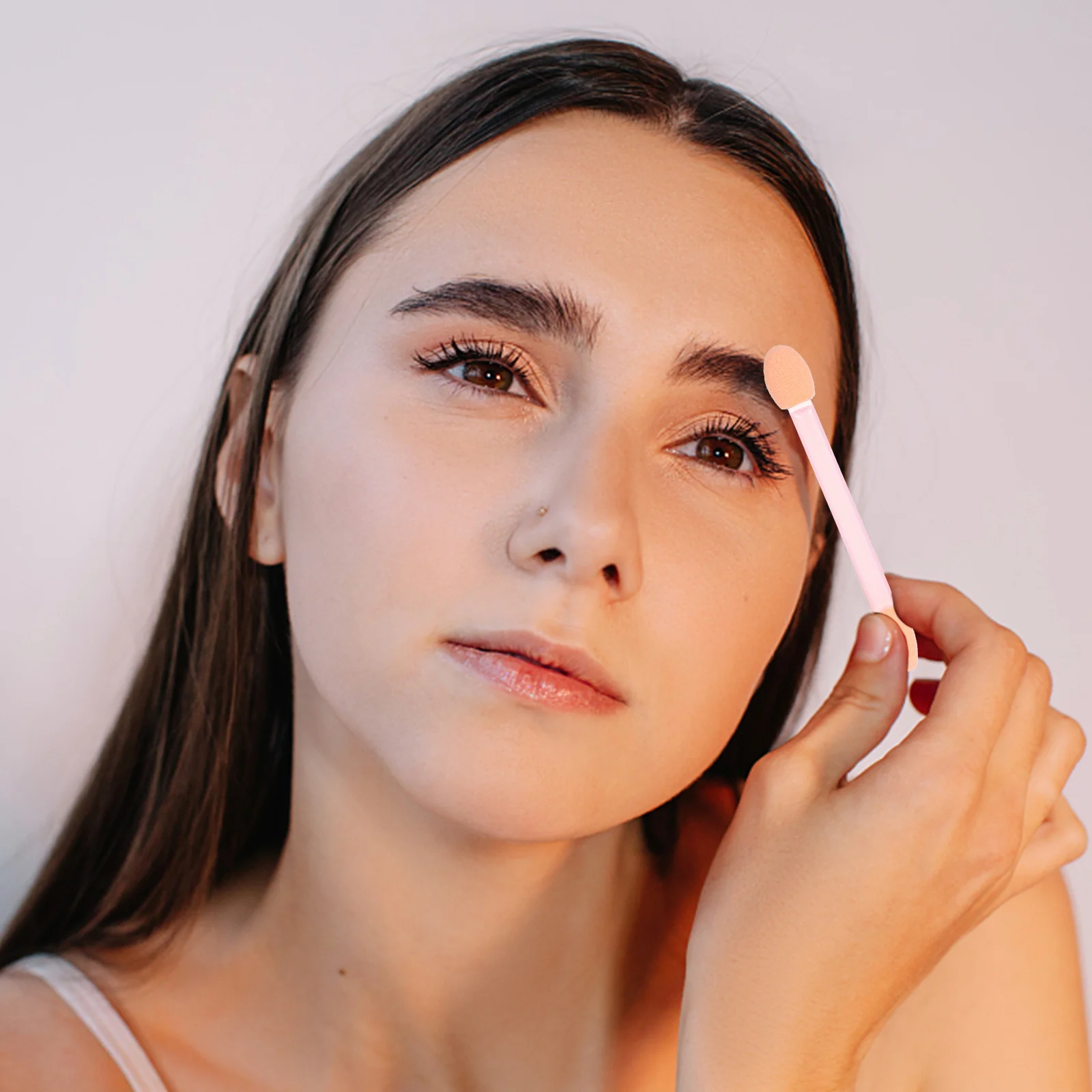 24 pçs kit de escova de sombra de maquiagem leve látex pp lidar com dupla face aplicador ferramentas para sobrancelha lábio brilho aplicação