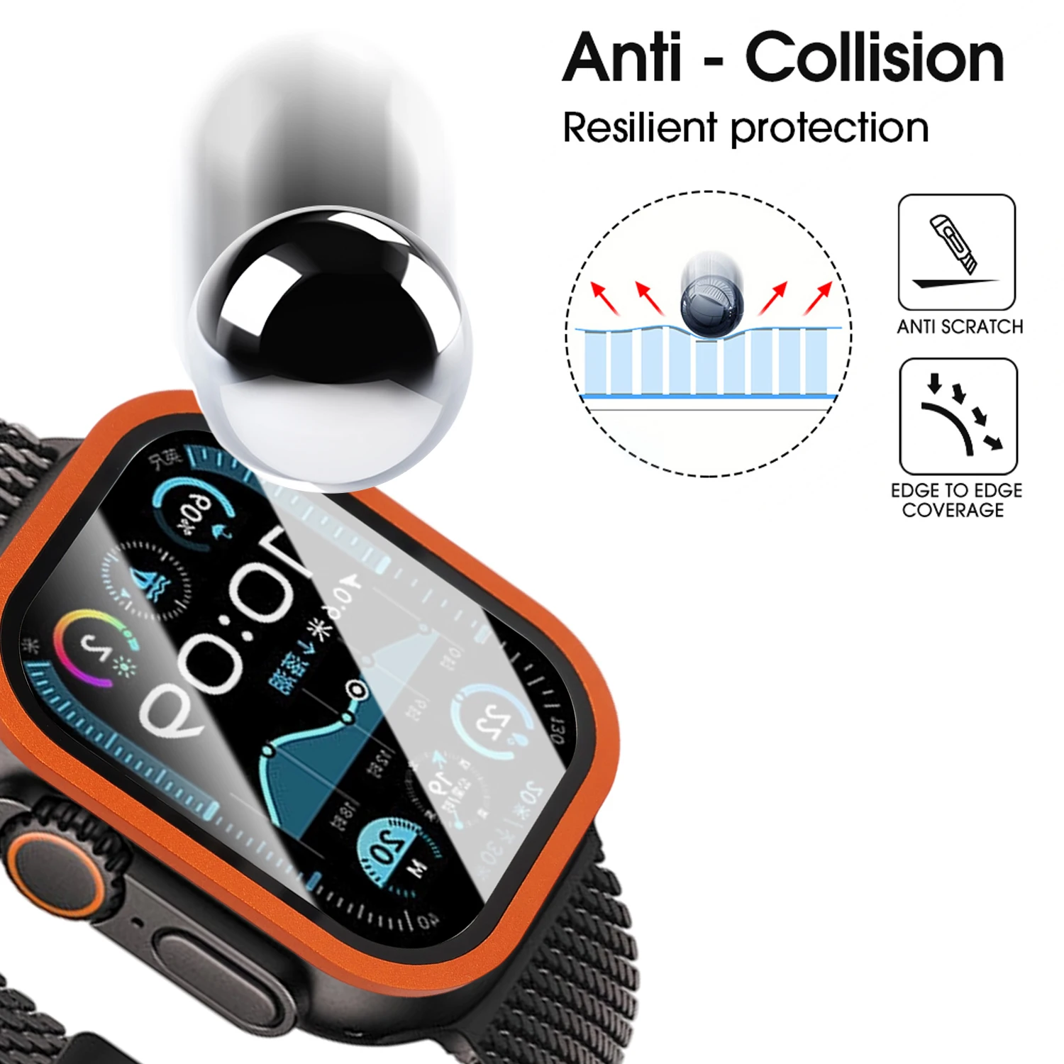 ل iWatch Ultra Ultra2 Ultra3 49 مللي متر Smartwatch الزجاج المقسى واقي للشاشة إطار معدني ممتص للصدمات طبقة حماية