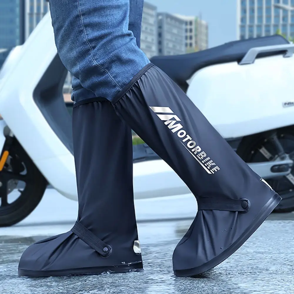 

Fashion Black High Tube Shoe Cover Letter Printed Zipper Rainproof Shoe Cover Reusable Impermeable Waterproof Rain Boot Women