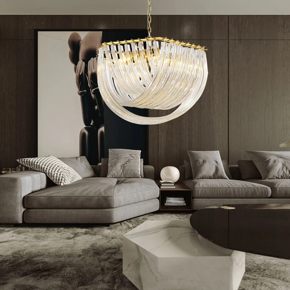 Modern Nordic U -shaped Glass Tube Living Room Chandelier Lighting Luxury Hotel Hall Bedroom Home Decor Suspension Pendant Lamps