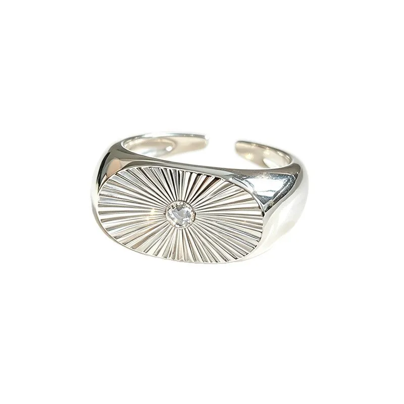 GANPUP Vintage Silberfarbener Geometrischer Offener Ring für Damen, Modischer Verstellbarer Ring, Schmuckgeschenk für Partys – Detail 6