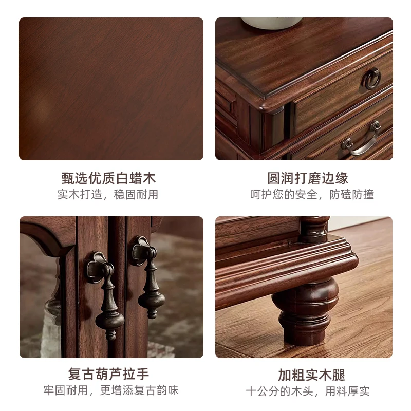 خزانة تلفزيون من الخشب الصلب الأمريكي، وخزانة صوتية ومرئية لغرفة المعيشة، وخزانة تلفزيون متعددة الأدراج، وأرضية كلاسيكية للفيلم والتلفزيون #4