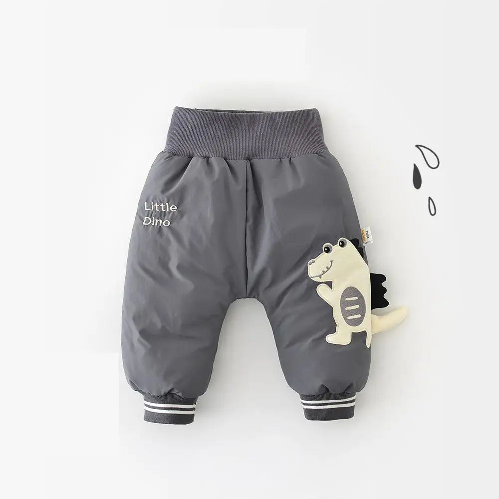 

2025 Winter New Baby Warm Trousers Boys Cute Cartoon Fleece Pants Infant Girl Casual Pants Plus Velvet Thick Toddler Clothes