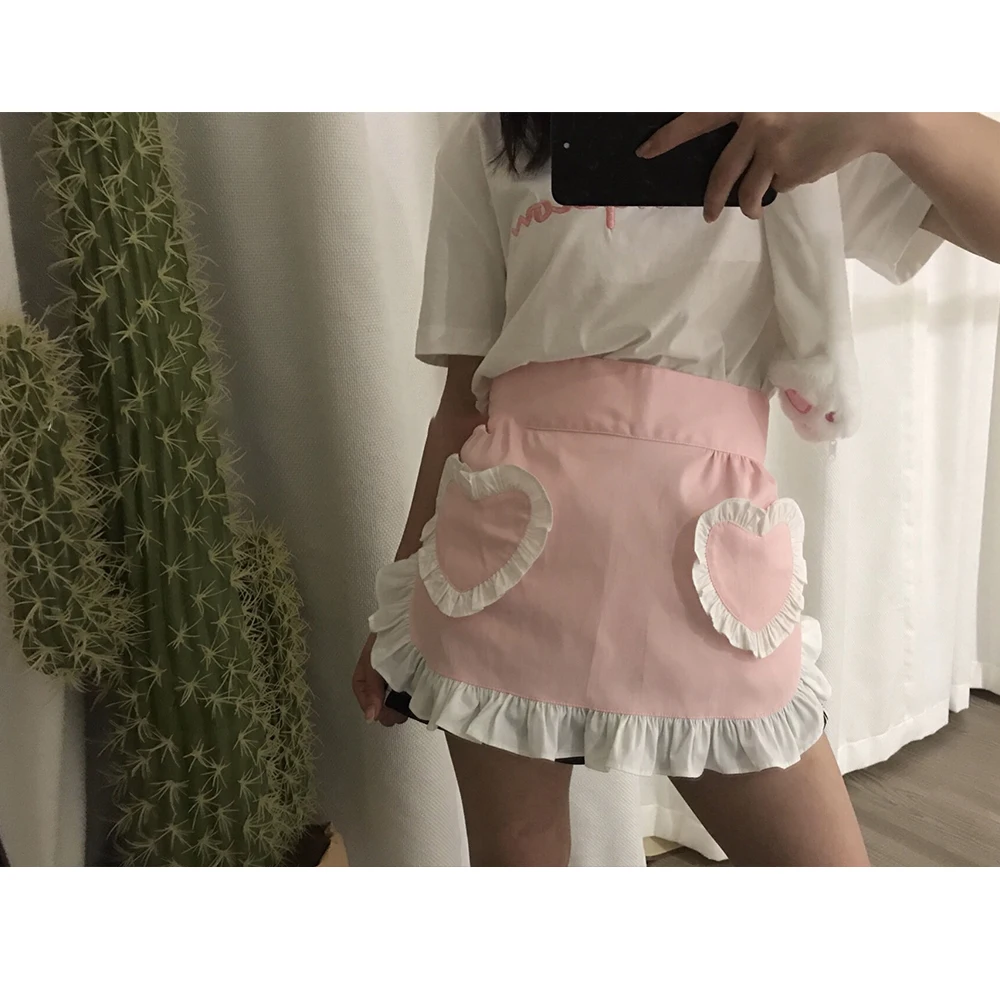 Lovely Lolita Maid Apron, Pure Cotton Lace Princess Skirt, Half Waist Apron, Restaurant Coffee Shop Overalls